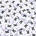 Amaney 100pcs K Letter Beads 7x4mm White Round Acrylic Black Alphabet for Bracelet Jewelry Making - color: K