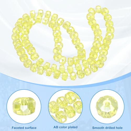 PATIKIL 75 Pcs 8mm OD 5mm Thick Crystal Glass Beads, Rondelle Crystal Beads Faceted Cut Gemstone Strand with Spacer Beads for Craft, Bracelet, Necklace, Lemon Yellow - color: Lemon Yellow