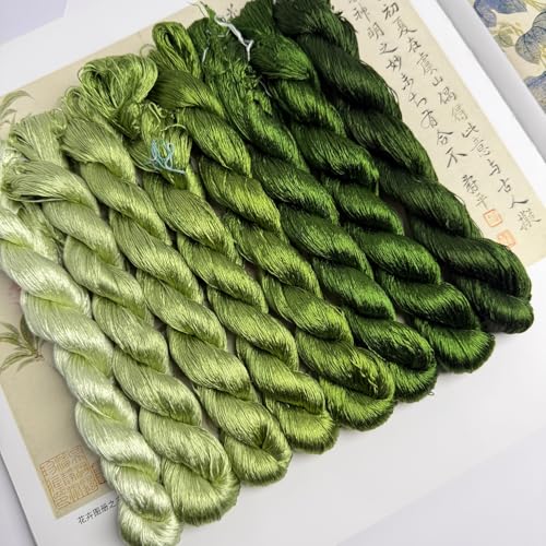 100% Nature Mulberry Handmade Embroidery Silk Thread Woven Jewelry Accessory Artificial Flowers Cross Stitch Floss DIY Sewing Kits 8 Gradient Colors 22m Each (45) - color: 45