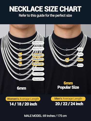 PROSTEEL Stylish Stainless Steel Flat Box Link Chain Necklace for Men, Silver/Gold/Black Tone, Hypoallergenic Jewelry, 14"-30", Come with Box - size: 14 inch(35cm), style: 2mm-Elegant Silver