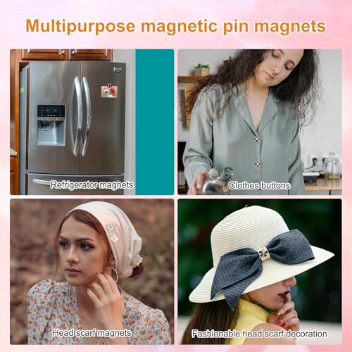 12pcs Magnetic Hijab Pins, Black and White No Snag Hijab Magnets Multipurpose Strong Magnetic Scarf Clip Clasp Buttons Pinless Brooch for Scarves Hats Shirt Collars Shawls Clothing (Style2) - style: Style2