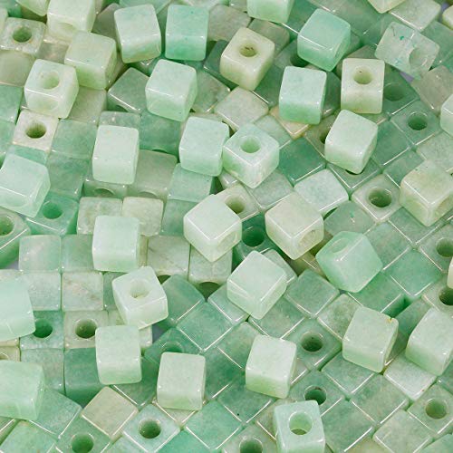TUMBEELLUWA Stone Bead for Jewelry Making, Healing Crystal Large Hole Square Shape Loose Beads Pack of 15,Green Aventurine - color: green