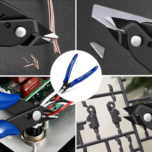 Ainiv Wire Cutters, 4PCS Spring-loaded Side Cutters Flush Cutters, Diagonal Cutters Precision Side Cutters, Diagonal Cutting Pliers in CRV Steel, Heavy Duty Cutting Pliers for Electrical, Homes - color: Blue Wire Cutter-4pcs, size: 4pcs