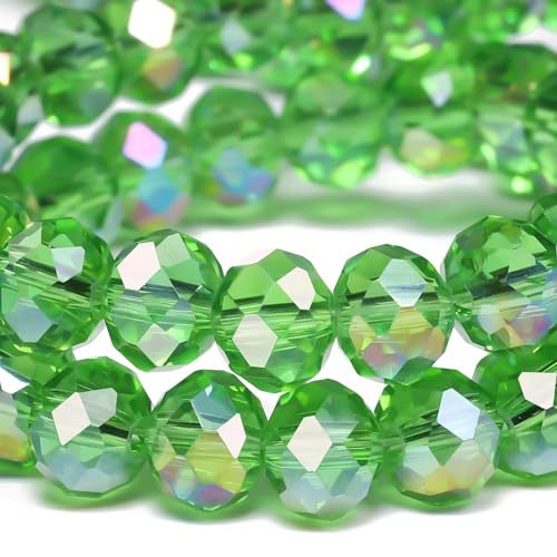Songxi 8mm Faceted Rondelle Glass Beads for Jewelry Making 120PCS, Crystal Glass Beads DIY Arts and Crafts, for Bracelet Necklace, Birthday Gifts for Women (Green AB Color) - color: Green, size: 8mm