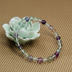 Angelstones Handmade Natural Healing Gemstone 6mm Round Beads Stretch Crystal Bracelet 7 Inch Unisex - color: Clear Fluorite