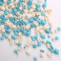 344Pcs Turquoise Sea Turtle Beads Blue and White Starfish Beads Tortoise Turtle Charms Summer Beach Animal Spacer Bead Shell Bead for Jewelry Making DIY Bracelet Necklace (8 Strings) - color: Blue and White