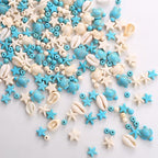 344Pcs Turquoise Sea Turtle Beads Blue and White Starfish Beads Tortoise Turtle Charms Summer Beach Animal Spacer Bead Shell Bead for Jewelry Making DIY Bracelet Necklace (8 Strings) - color: Blue and White
