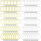 Ximalun 120Pcs Earring Hoop Jewelry Making 3 Shapes Teardrop Square Round Circle Hoop Earring Bulk Open Bezel Pendant Frame for DIY Earring Making Supplies (Gold, Silver) - color: Gold,Silver