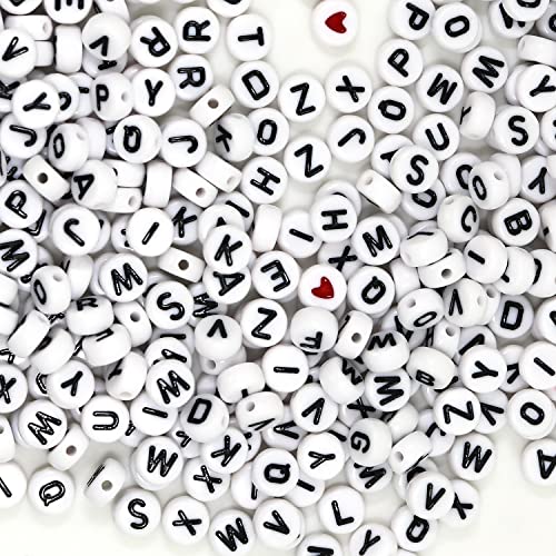 Melius Acrylic Letter Beads, 1450 Pcs 4x7mm Round Alphabet Beads in 28 Grid Box for Jewelry Making, DIY Bracelets (4x7mm, White) - color: White, size: 4x7mm