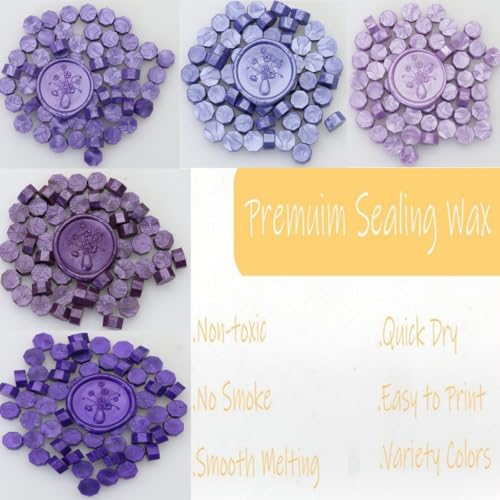 250Pcs Purple Mix Sealing Wax Beads for WaxSeal Stamp, WaxSeal Beads Set with 5 Colors Perfect for Gift Sealing, Letter Wax Sealing (250, Purple Mix) - color: Purple Mix