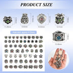 TOAOB 30pcs Assorted Rhinestone European Antique Silver Plating Silver Lampwork Charming Beads Inlaid Rhinestone Large Hole Spacer Beads Charms Supplies for Bracelet Necklace Jewelry Making
