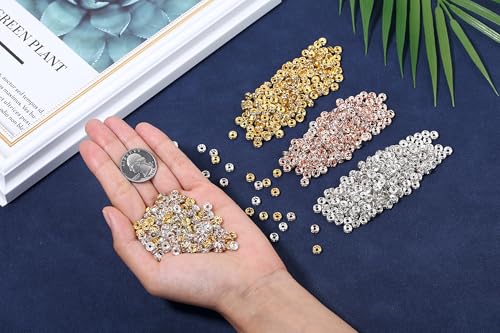 XIANNVXI 500PCS 6mm Rhinestone Rondelle Spacer Beads for Jewelry Making - Loose Beads for Bracelets & Necklaces (Gold, Silver, Rose Gold) - color: Rhinestones 3 colors