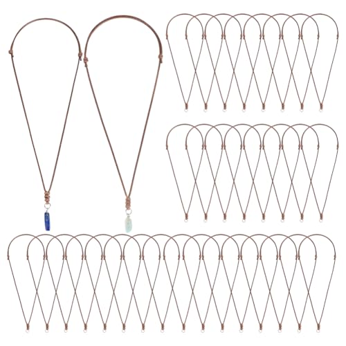 PH PandaHall Waxed Cord Necklace 36pcs Necklace String Rope Adjustable Necklaces With Metal Ring for Pendants Jewelry Making - color: Brown
