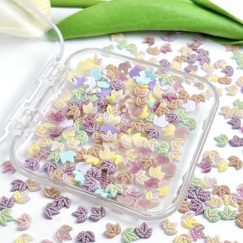 100 Pcs Luminous Fall Nail Art Charms Mixed Color Resin Maple Leaves Nail Charms 3D with Night Light Fall Leaves Designs Nail Accessories Autumn Charms for Acrylic Nails DIY Thanksgiving Nail Supplies - color: Luminous Fall Leaves