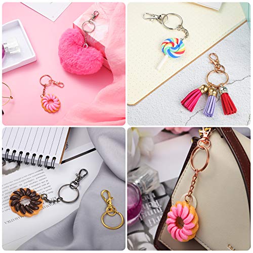 Hotop 100 Pieces Swivel Clasps Set 50 Piece Lanyard Snap Hooks with 50 Piece Key Chain Rings, Lobster Keychain Clip Hooks Lobster Claw Clasps for Keychain Jewelry DIY (Multicolored)