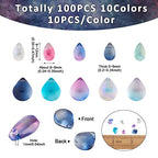 Craftdady 100Pcs Glass Teardrop Beads 10 Colors Transparent Water Drop Top Drilled Glass Crystal Loose Beads Charms for DIY Jewelry Crafts Making - color: 10 Colors, 6~9x9~12mm