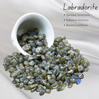 Labradorite Pre Drilled Crystal Crushed Chips Beads for Bracelets Making, DIY Handmade Natural Healing Crystals (25 Inch Strand) - color: Labradorite