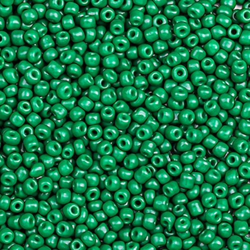 2000pcs Glass Seed Beads Bulk, 4mm 6/0 Mini Pony Spacer Small Individual Color Seed Beads for DIY Bracelet Necklaces Wrist Jewelry Making, Green - color: Green