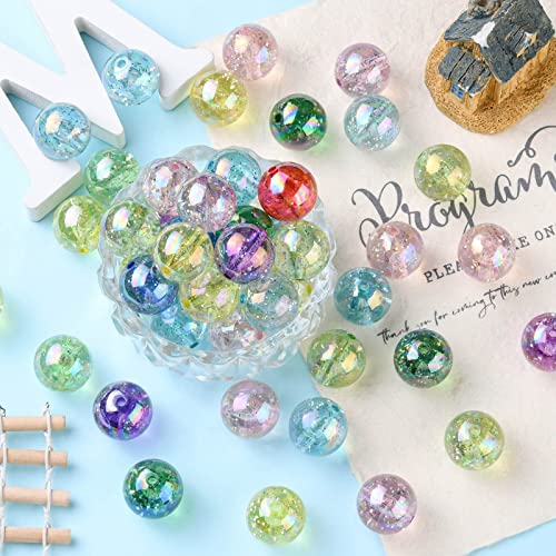 DanLingJewelry 100Pcs 20mm AB Color Transparent Beads Acrylic Round Beads Transparent Round Loose Beads for Jewelry Making - color: 100pcs - Random Color - 20mm Round - Transparent