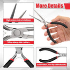 10 Pcs Mini Needle Nose Pliers Bulk, 6 Inch Precision Pliers Set with Extra Long Tips for Jewelry Making, Wire Wrapping, Small Object Gripping, DIY Project (Black,Textured Handle) - color: Black, Textured Handle