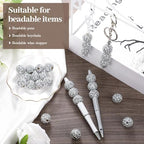 40 Pcs 20 mm Rhinestone Beads Bulk Crystal Round Disco Ball Chunky Bubblegum Beads for Pens Bracelets Charms Craft European Style Jewelry Making Supplies Christmas(Silver) - color: Silver