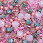 0.9 oz (25g) Mix of Faceted Fire Polished Czech Glass Beads (Round, Rondelle etc) 4-10mm, Cold Pink - color: Pink Mix MIX07, size: 25 g