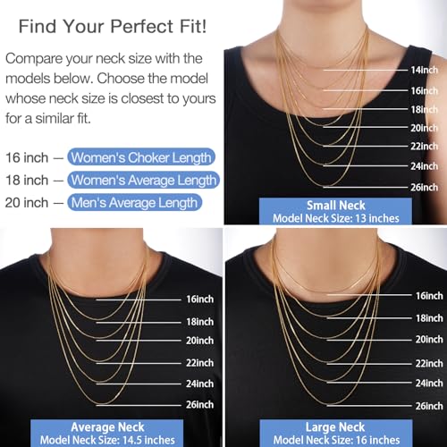 Jewlpire 18k Gold Plated 925 Sterling Silver Chain Necklace for Women, 1.1mm Cable Chains Necklace Thin & Dainty & Sturdy Women's Chain Necklaces, 14/16/17/18/20/22/24 Inches - color: 18K Gold Plated, size: 14 Inch