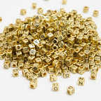 1000pcs Square Letter Beads for Bracelets, 6x6mm Gold Cube Alphabet A-Z Beads for Jewelry Making Friendship Bracelets (Cube Gold) - color: 6x6mm gold