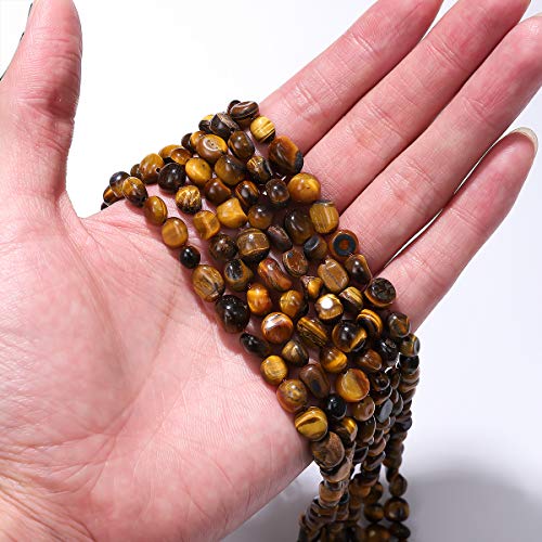 BEADIA Irregular Natural Tiger Eye Stone Loose Semi Gemstone Beads for Jewelry Making 5-8mm 38cm - color: Tiger Eye, size: 5-8mm 38cm