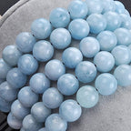 MASSIVE BEADS Natural Healing Power Gemstone Crystal Beads Unisex Adjustable Macrame Bracelets - color: Aquamarine, size: 8mm