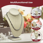 Novel Box Beige Linen Stand Jewelry Necklace Display 5.5x3x7.5 Inches - Freestanding Travel Necklace Holder Stand - Necklace Mannequin Organizer Stands - Necklace Displays Small - color: Beige Linen, size: Small