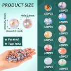 Beadthoven 220Pcs 8mm Rondelle Glass Beads Faceted Rondelle Crystal Beads with Gold Foil Glittery Bling Gem Beads Faceted Briolette Shape Spacers for Bracelet Necklace Jewelry Craft Making Supplies - color: Rondelle Gold Foil, size: 8mm