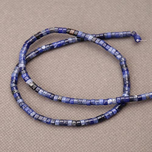 150PCs Natural Blue Sodalite Spacer Beads, Loose Semi Precious Flat Round Gemstone Heishi Disc Stone Beads for Beading Jewelry Making 4mm*2mm 38cm - color: Blue Sodalite, size: 4MM*2MM