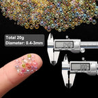Iridescent Glass Tiny Bubble Beads, 0.4-3mm 20g No Hole Micro Mini Round Golden Yellow Water Droplets Beads - Applications: for Resin, Nail Art, Dollhouse Bath Tub, 2-Pieces - color: Golden Yellow, size: φ0.4-3mm