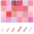 ZHIYUXI 7500Pcs Pink Glass Seed Beads Kit for Jewelry Making with Bugle Tube Bead 24 Colors Waist Embroidery Beads for DIY Bracelet Necklace Making Craft Beading Kit - color: E-Pink