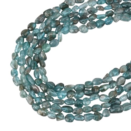 HAAMIIQII Natural Green Apatite Pebble Stone 5-8mm Small Irregular Freeform Tumbled Loose Gemstone Beads for Jewelry Making Strand 15 Inch (45-50pcs) - color: Green Apatite