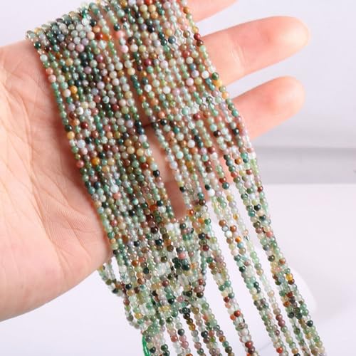 155pcs 2mm Natural India Agate Stone Loose Round Beads Gemstone Smooth Samll Spacer Beads for jewerly Making Bracelet Necklace - color: India Agate, size: 2 mm