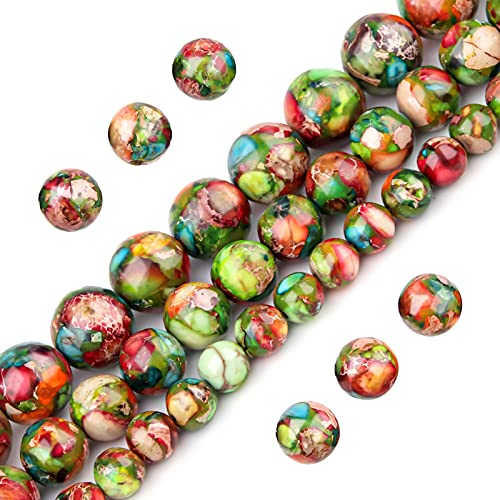 Natural Stone Beads 8mm Green Red Imperial Jasper Polished Round Smooth Gemstone Beads for Jewelry Making Adults 15 Inch(Green Red Imperial Jasper,8mm) - color: Green Red Imperial Jasper, size: 8mm