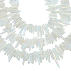 rockcloud Natural Rock Crystal Points Titanium Coated Clear Quartz Sticks Spikes Top Drilled 15 inch Strand,AB Crystal - color: #28-AB Crystal(Small)