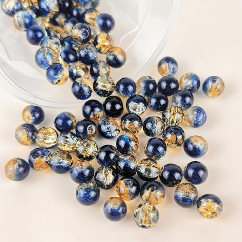100 Pack 8mm Glass Beads for Jewelry Making, Graduated Color Mix, Bulk DIY Craft Supplies - color: Color6