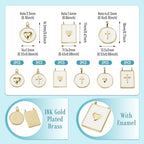 Craftdady Golden Plated Enamel Pendants White Oval Flat Round Dangle Charms for DIY Earrings Necklace Bracelet Making - color: 18K Gold Plated-6 Styles