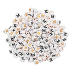HARFINGTON 200 Pcs 4x7mm Acrylic Letter Beads, Round White Alphabet Beads Letter M, Alphabet Spacer Beads for Jewelry Making Bracelets Necklaces - style: Letter M