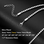 AMITER Stainless Steel Bead Necklace, 3mm/ 4mm/ 5mm/ 6mm/ 8mm Ball Beaded Chain Necklaces for Women & Men - size: 28 Inches, style: 5mm Silver