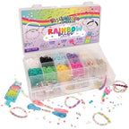 Rainbow Loom: 2,400 Bands & 1,000 Beads AutoLoom Rainbow Bliss Kit with AutoLoom & Finger Loom – DIY Braid & Bead Bracelet Jewelry Making Set for Kids 7+