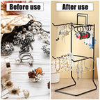 Coume 2 Pcs Jewelry Necklace Display Stand Metal Retail Counter Display Stand for Necklace Bracelets, Earrings, Ring, Keys, Watches(Black) - color: Black