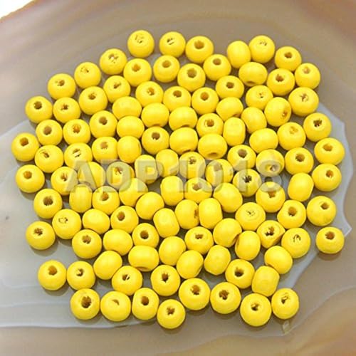 AD Beads Wood Spacer Loose Wooden Craft Beads Big Hole Beads Assorted for Necklace Bracelet Craft Making Decoration (4x6mm 400pcs, Yellow) - color: Yellow, size: 4x6mm 400pcs