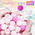 48 Pcs 20mm Beads for Pens Bubblegum Beads Pink Crystal Acrylic Round Chunky Beads Sparkly Large Balls Beads for Pen Beadable Keychain Bracelet Necklace DIY Jewelry Making Supplies - color: Pink Color