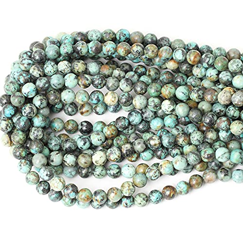 45PCS 8mm Natural African Turquoise Stone Gemstone Round Loose Beads for Jewelry Making DIY Bracelet Necklace Materials 1 Strand 15" - color: African Turquoise Stone, size: 8mm