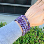 Adabele 1pc Natural Stretch Gemstone Bracelet 8mm (0.31") Bead 7" to 8.5 inch Healing Crystal Energy Quartz Chakra Jewelry Women Unisex Birthday Gift - color: Amethyst, size: 8.5 inch