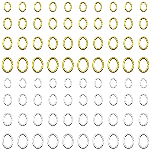 2400pcs Oval Jump Rings Jewelry Jump Rings Stainless Steel Open Ring Diameter 4mm 5mm 6mm 7mm for Jewelry Making Supplies Earring Bracelet Necklace DIY Craft Making(Gold & Silver) - color: Gold,Silver